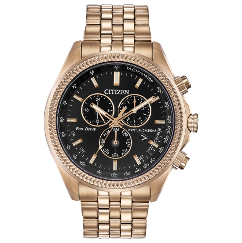 CITIZEN  Mens Classic Eco-Drive Watch 44MM Rose Gold-Tone Stainless Steel Case And Bracelet With Dial (Bl5563-58E) In Black