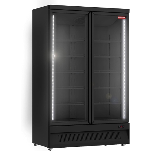 Image 1 de 5.. Nouveau Air commercial 49" 28,6 CU. avec Réfrigérateur à porte en verre DOUBLE - tout noir