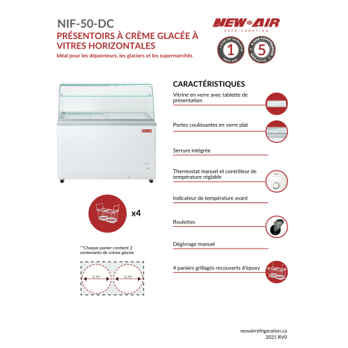 New Air Commercial 50" 12.9 Cu. Ft. Ice Cream Dipping Cabinet - White/Grey