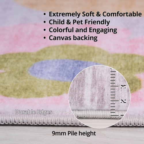 Rug Branch Kids Soft Steps Playtime Fun Floral Pink Purple Soft Area Rug