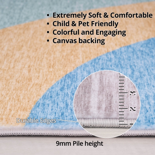 Rug Branch Kids Soft Steps Playtime Rainbow Light Blue Ivory Soft Indoor Area Rug