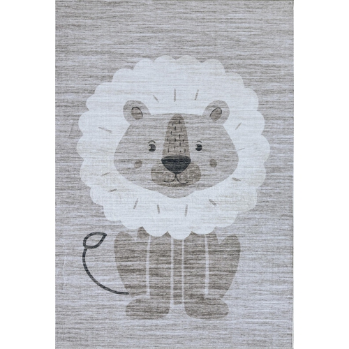 Rug Branch Kids Soft Steps Playtime Lion Beige Grey Indoor Soft Area Rug