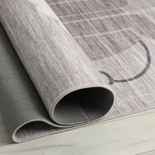 Rug Branch Kids Soft Steps Playtime Lion Beige Grey Indoor Soft Area Rug