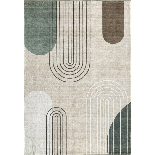 RUG BRANCH  Eclipse Mid-Century Modern Beige Indoor Area Rug In Green