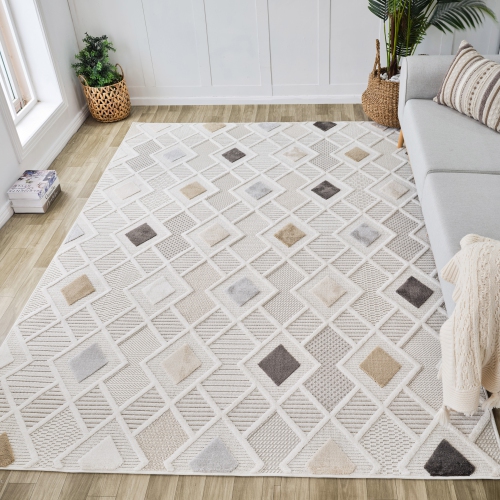 Rug Branch Maison Geometric Indoor Area Rug, Cream Beige, Modern
