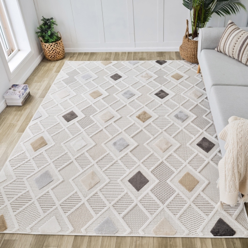 Rug Branch Maison Geometric Indoor Area Rug, Cream Beige, Modern