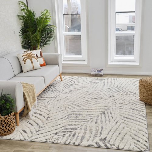 Rug Branch Nimbus Floral Indoor Runner Rug, Cream Grey