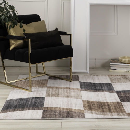 Rug Branch Eclipse Abstract Checkered Brown Beige Indoor Area Rug