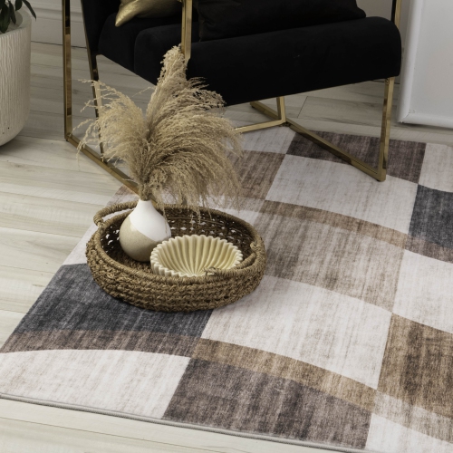 Rug Branch Eclipse Abstract Checkered Brown Beige Indoor Area Rug