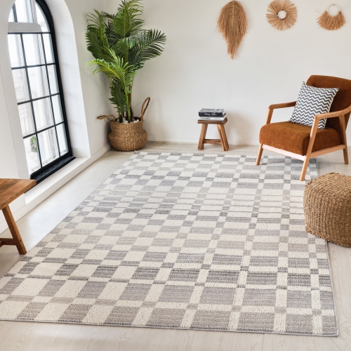Rug Branch Checkered Indoor Area Rug, Grey Beige