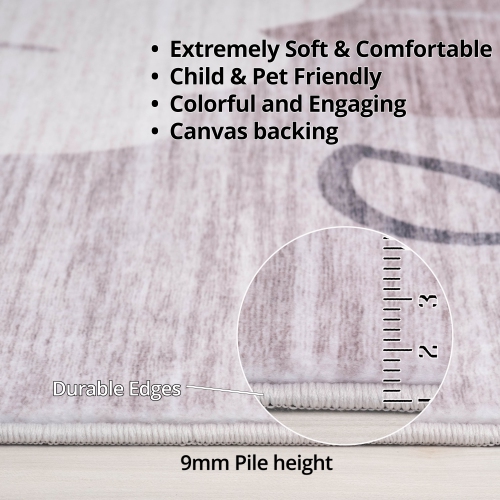 Rug Branch Kids Soft Steps Playtime Lion Beige Grey Indoor Soft Area Rug