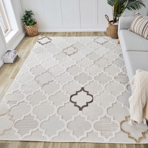 Rug Branch Maison Moroccan Indoor Area Rug, Cream Beige, Modern