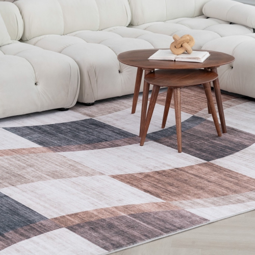 Rug Branch Eclipse Abstract Checkered Brown Beige Indoor Area Rug