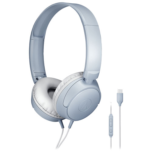 Casque d'écoute ATH-S120C d'Audio-Technica avec port USB-C - Gris bleu