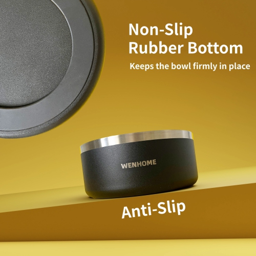 WENHOME 64 oz Heavy Duty Insulated Stainless Steel Dog or Cat Bowl for Food and Water