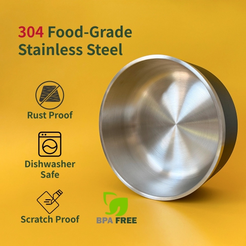 WENHOME 64 oz Heavy Duty Insulated Stainless Steel Dog or Cat Bowl for Food and Water