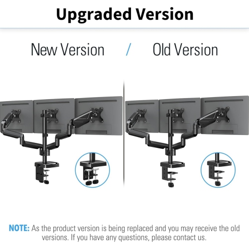 Triple Monitor Mount - Monitor Desk Mount for 3 Computer Screens Up to 27 inch, Triple Monitor Arm with Gas Spring, Heavy Duty Monitor Stand, Each