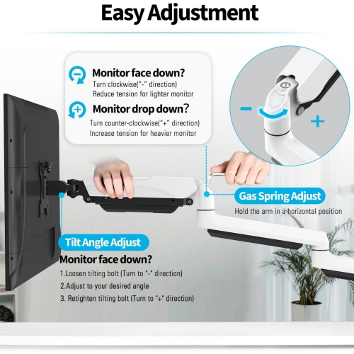 Triple Monitor Mount, 3 Monitor Stand Desk Arm for Max 32 Inch Computer Screens, Max Extension 62.3" Gas Spring Triple Monitor Holder Support