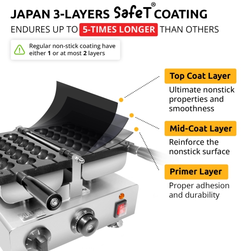AP-447 Waffle Stick Maker | 3 Bead-Shaped Waffles | Waffles on a Stick Iron | 110V