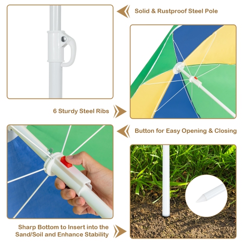 Costway 3-in-1 Kids Picnic Table Wooden Outdoor Sand & Water Table w/Umbrella Play Boxes