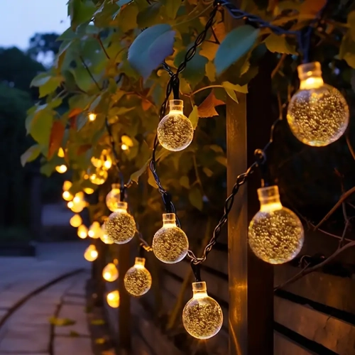 Solar Outdoor LED String Lights - 72ft 200 LED Crystal Globe, 8 Modes | Garden, Patio, Tree Decor