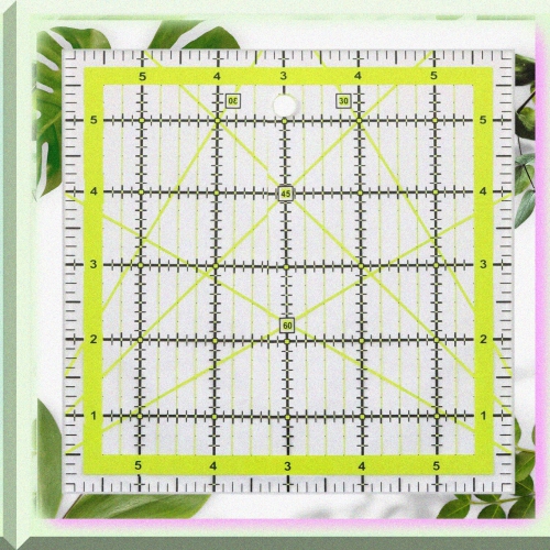 THREADZIPS  Quiltmaster 6X6 Non-Slip Acrylic Ruler: Perfect for Quilting, Sewing, And Diy Fabric Cutting