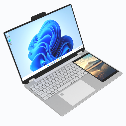 TUTT E156D 15.6" Laptop IPS Dual Screen 7” Mini Touch Screen Silver | Intel® N95 CPU, Dual-band 2.4G/5G WIFI BacklitKeyboard | Windows 11 Pro with