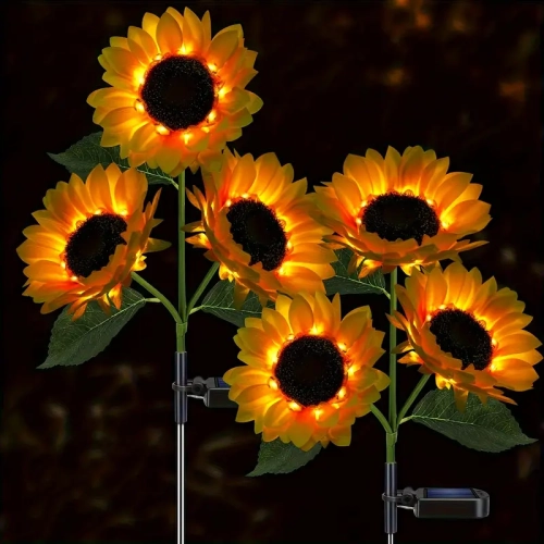 GENER  Sunflower Solar Lights 2 Pack | Perfect Decorative Lighting for Patio, Lawn, Garden, Yard, Pathway