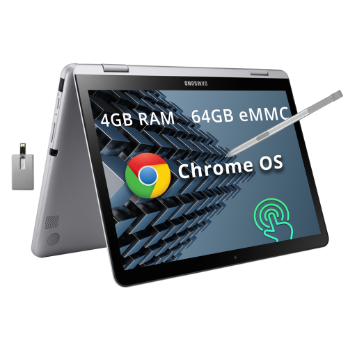 SAMSUNG Chromebook Plus V2 2-in-1 Touchscreen Laptop, 12.2" WUXGA Display, Intel Celeron 3965Y Processor, 64GB eMMC, 4GB RAM, Chrome OS, Light Titan,