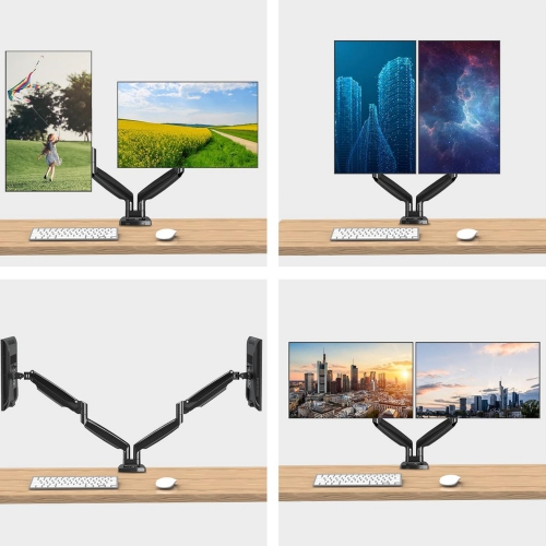 Dual Monitor Mount for 2 Max 35 inch Ultrawide Screen, Hold 6.6-30.9lbs, Full Motion Gas Spring Dual Monitor Desk Arm, Adjustable Heavy Duty Monitor