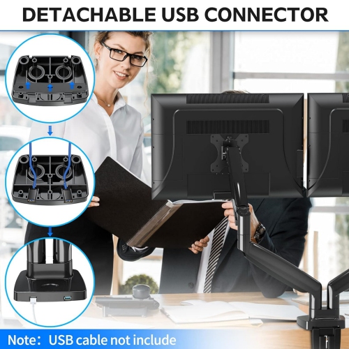 Dual Monitor Mount for 2 Max 35 inch Ultrawide Screen, Hold 6.6-30.9lbs, Full Motion Gas Spring Dual Monitor Desk Arm, Adjustable Heavy Duty Monitor