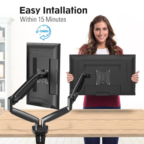 Dual Monitor Mount for 2 Max 35 inch Ultrawide Screen, Hold 6.6-30.9lbs, Full Motion Gas Spring Dual Monitor Desk Arm, Adjustable Heavy Duty Monitor