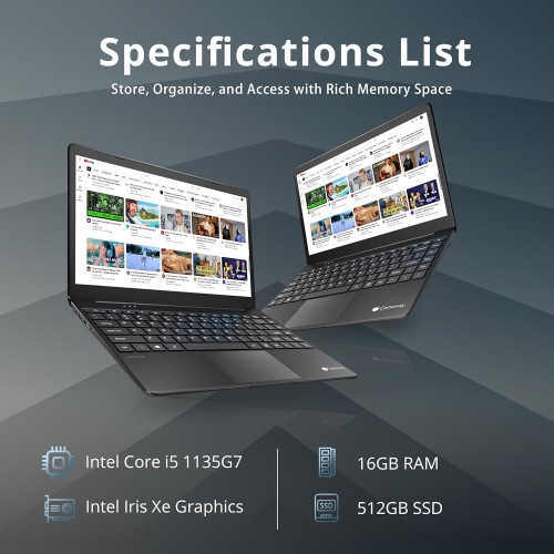 Gateway Ultra Slim Notebook, 14.1" FHD IPS Display, Intel Core i5-1135G7 Processor, Intel Iris Xe Graphics, 16GB RAM, 512GB PCIe SSD, Fingerprint