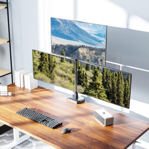 Triple Monitor Mount Holds 4.4-17.6lbs, Up to 32 Inch Monitor Stand for 3 Monitors, Triple Monitor Stand with Gas Spring Arm with Clamp/Grommet Base