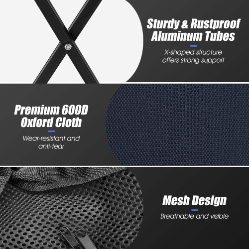 Goplus Foldable Tennis Ball Hopper Basket Portable Travel Teaching Cart with Wheels & Bag