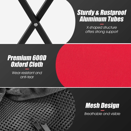 Goplus Foldable Tennis Ball Hopper Basket Portable Travel Teaching Cart with Wheels & Bag