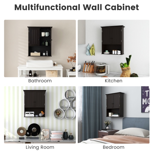 Costway Wall Mount Bathroom Cabinet Wooden Medicine Cabinet Storage Organizer