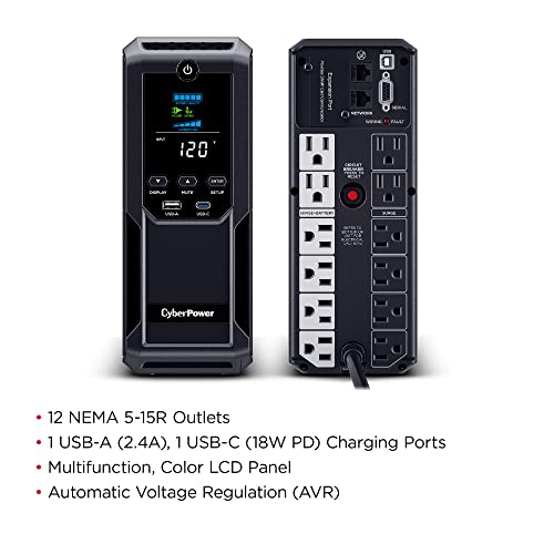 CyberPower BRG1500AVRLD2 Intelligent LCD BRG1500AVRLD2 1500VA Mini-tower UPS