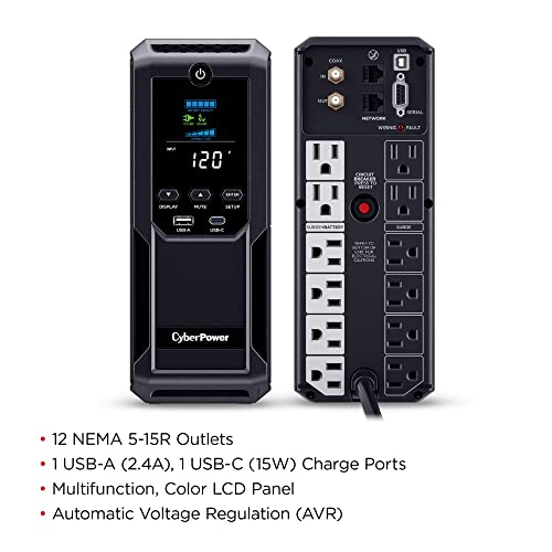 Système UPS d'alimentation sans coupure intelligent LCD CP1350AVRLCD3 1350 VA mini-tour CP1350AVRLCD3 de CyberPower