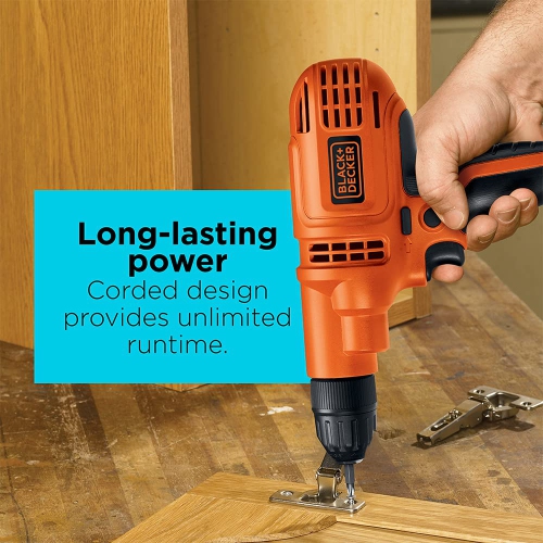 BLACK+DECKER Corded Drill, 5.5-Amp, 3/8-Inch
