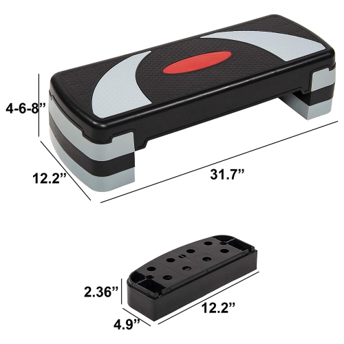 BalanceFrom 31-Inch Lightweight Portable Adjustable Height Workout Aerobic Stepper Step Platform Trainer, Black/Gray