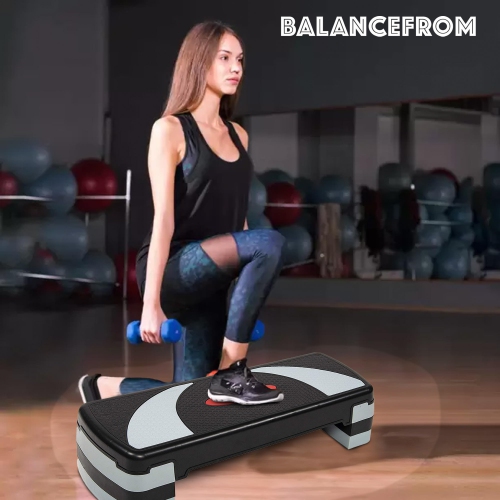 BalanceFrom 31-Inch Lightweight Portable Adjustable Height Workout Aerobic Stepper Step Platform Trainer, Black/Gray