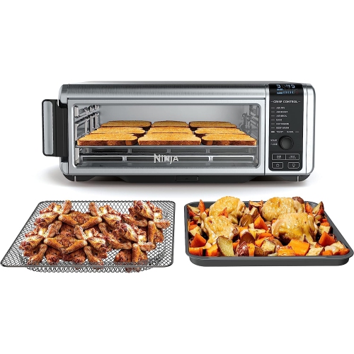 Ninja Foodi 8-in-1 Digital Air Fry Oven, Large Toaster Oven, Flip-Away For Storage, Dehydrate, Keep Warm, 1800 Watts, Stainless – Canadian Version