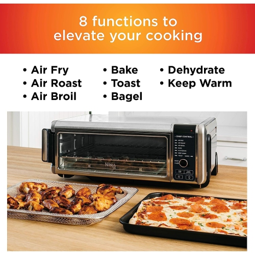 Ninja Foodi 8-in-1 Digital Air Fry Oven, Large Toaster Oven, Flip-Away For Storage, Dehydrate, Keep Warm, 1800 Watts, Stainless – Canadian Version