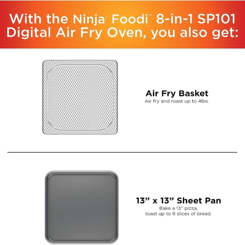 Ninja Foodi 8-in-1 Digital Air Fry Oven, Large Toaster Oven, Flip-Away For Storage, Dehydrate, Keep Warm, 1800 Watts, Stainless – Canadian Version
