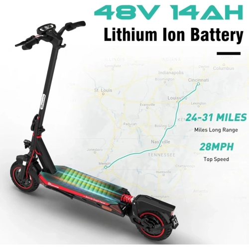 800W A1 Electric Commuting Scooter | 31 Mile Range, 28 MPH, Double Braking, 10'' Solid Tires