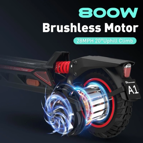 800W A1 Electric Commuting Scooter | 31 Mile Range, 28 MPH, Double Braking, 10'' Solid Tires