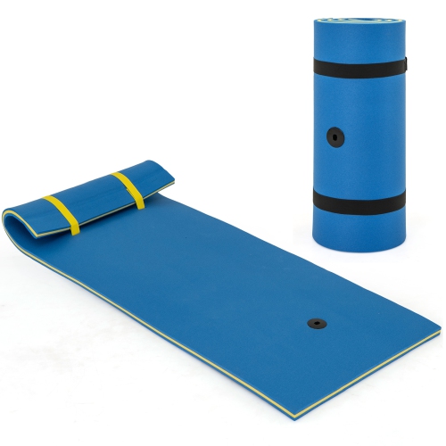 Image 1 de 10.. Tapis d'eau flottant à 3 couches résistant aux déchirures de Costway pour la détente dans les sports aquatiques