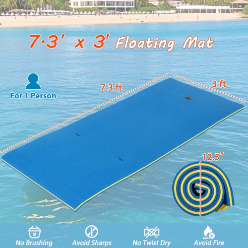 Costway 3-Layer Tear-proof Water Mat Floating Pad Island Water Sports Relaxing