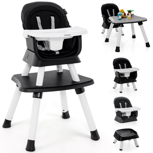 Costway 6-in-1 Baby High Chair Convertible Dining Booster Seat with Removable Tray